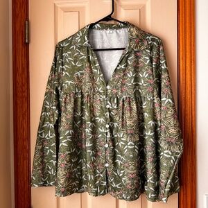 long sleeve top with bamboo motif